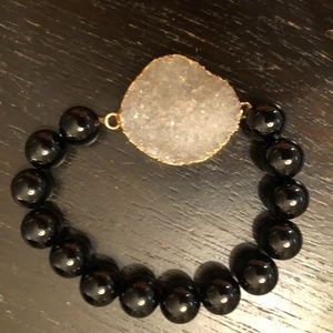 Black Druzy Quartz Braclet